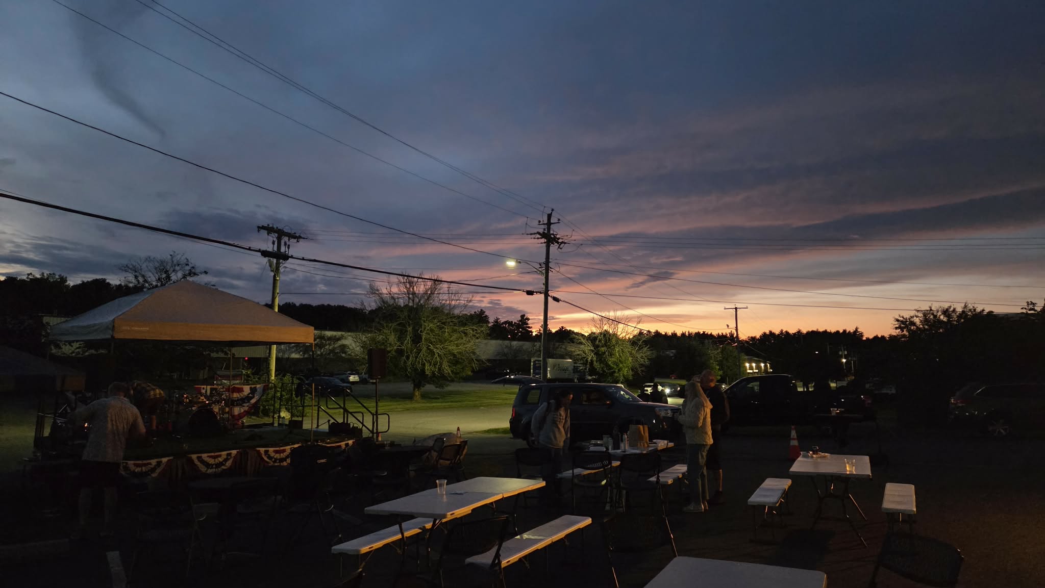Sunset at Black Hat Brew Works after the show